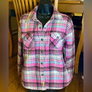 CE SCHMIDT WORKWEAR FOR WOMEN PINK QUILTED FLANNEL SHIRT JACKET SZ. M